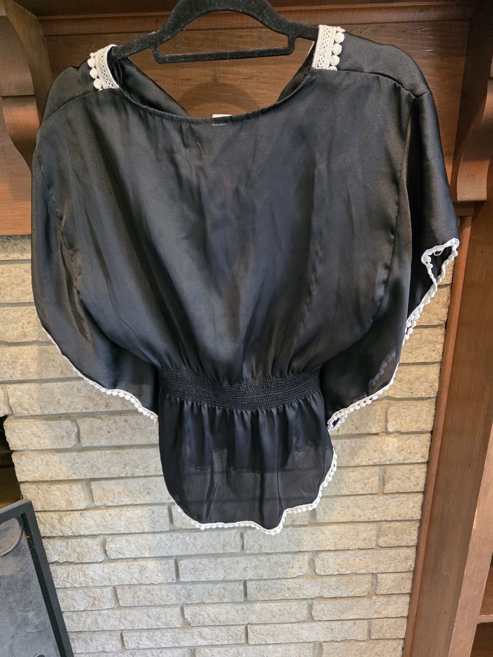 Fun & Flirt Black Top with White Crochet Trim - Picture 6 of 6